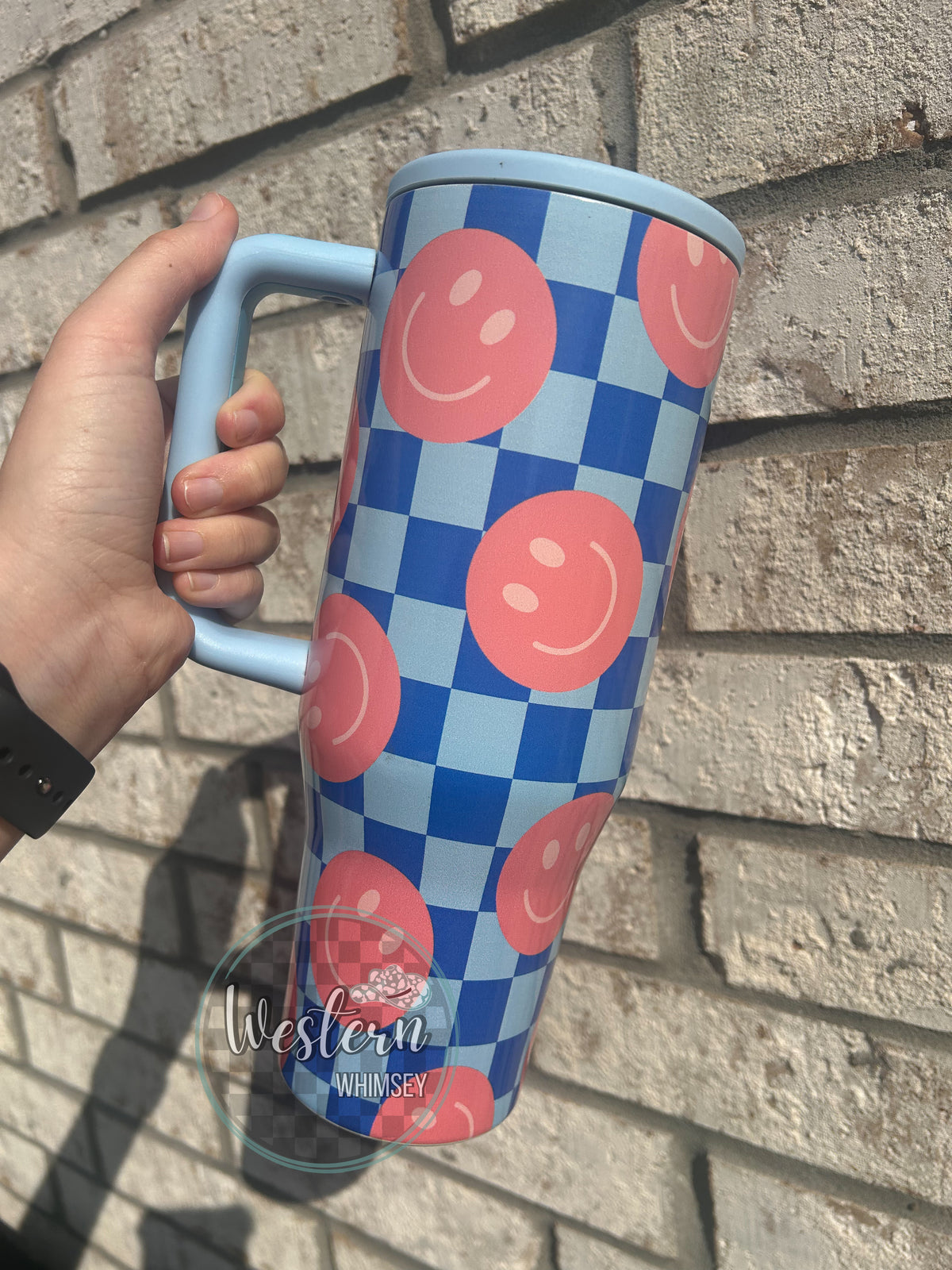 Checkered Smiley Tumbler