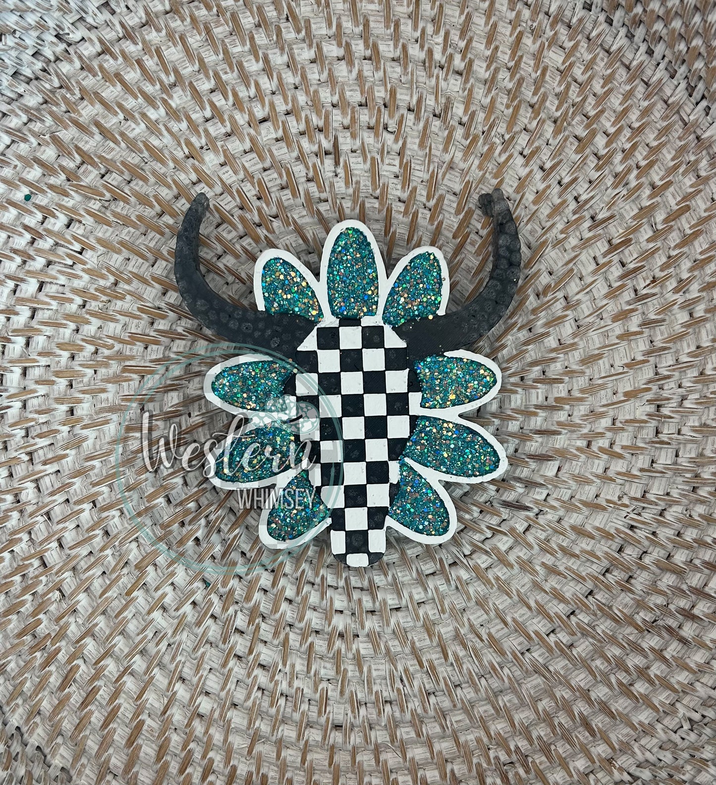 Checkered Flower Skull Freshie