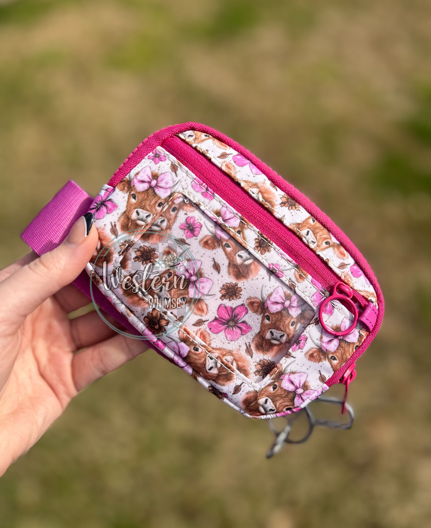 Pink Highland Cow Wristlet Wallet