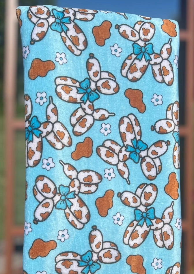 Cow Print Balloon Dog Blanket