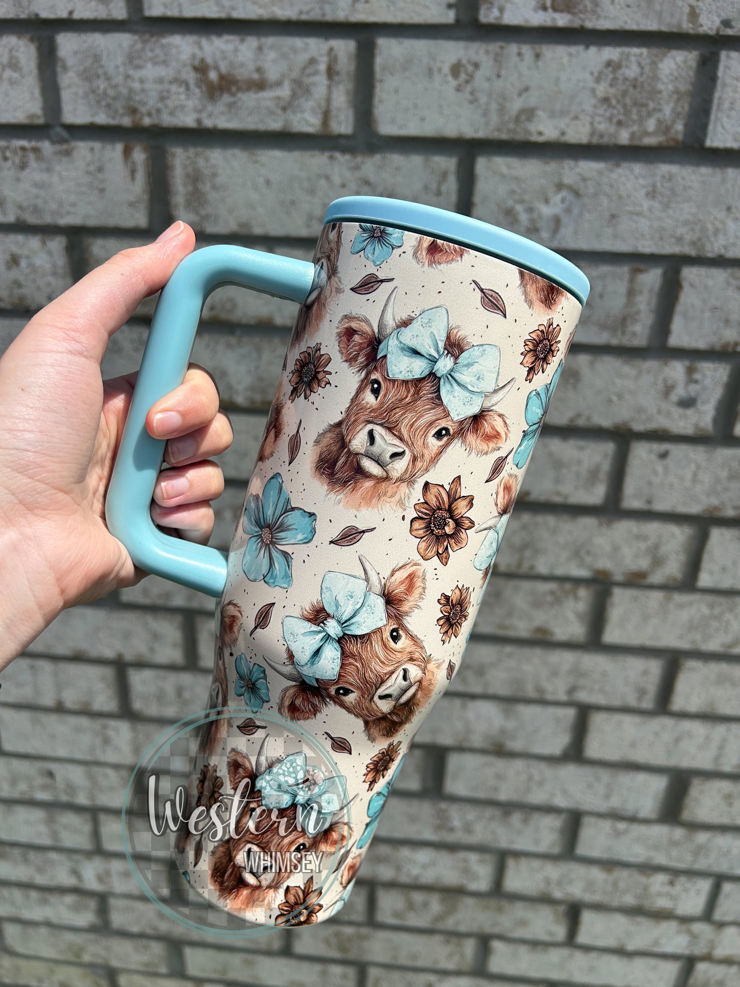 Teal Highland Cow Tumbler