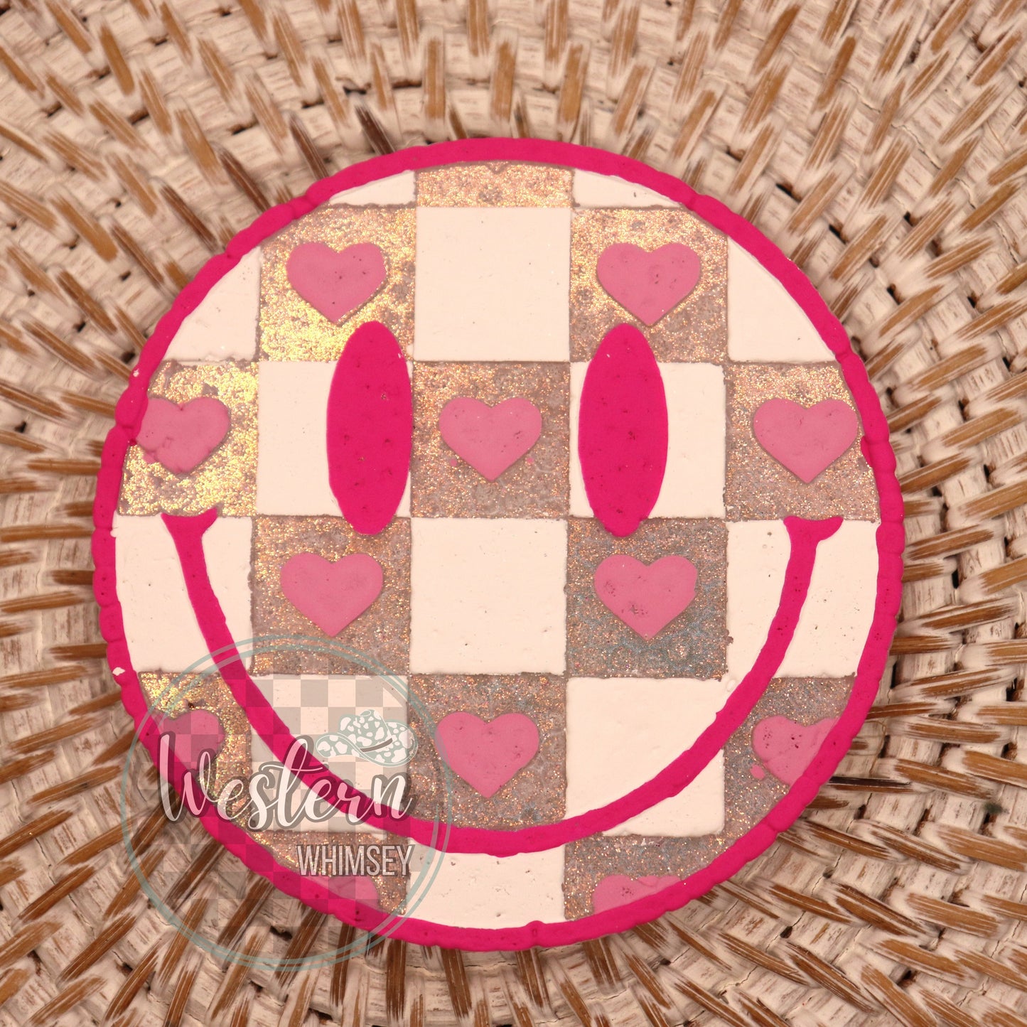 Checkered Heart Happy Face Freshie