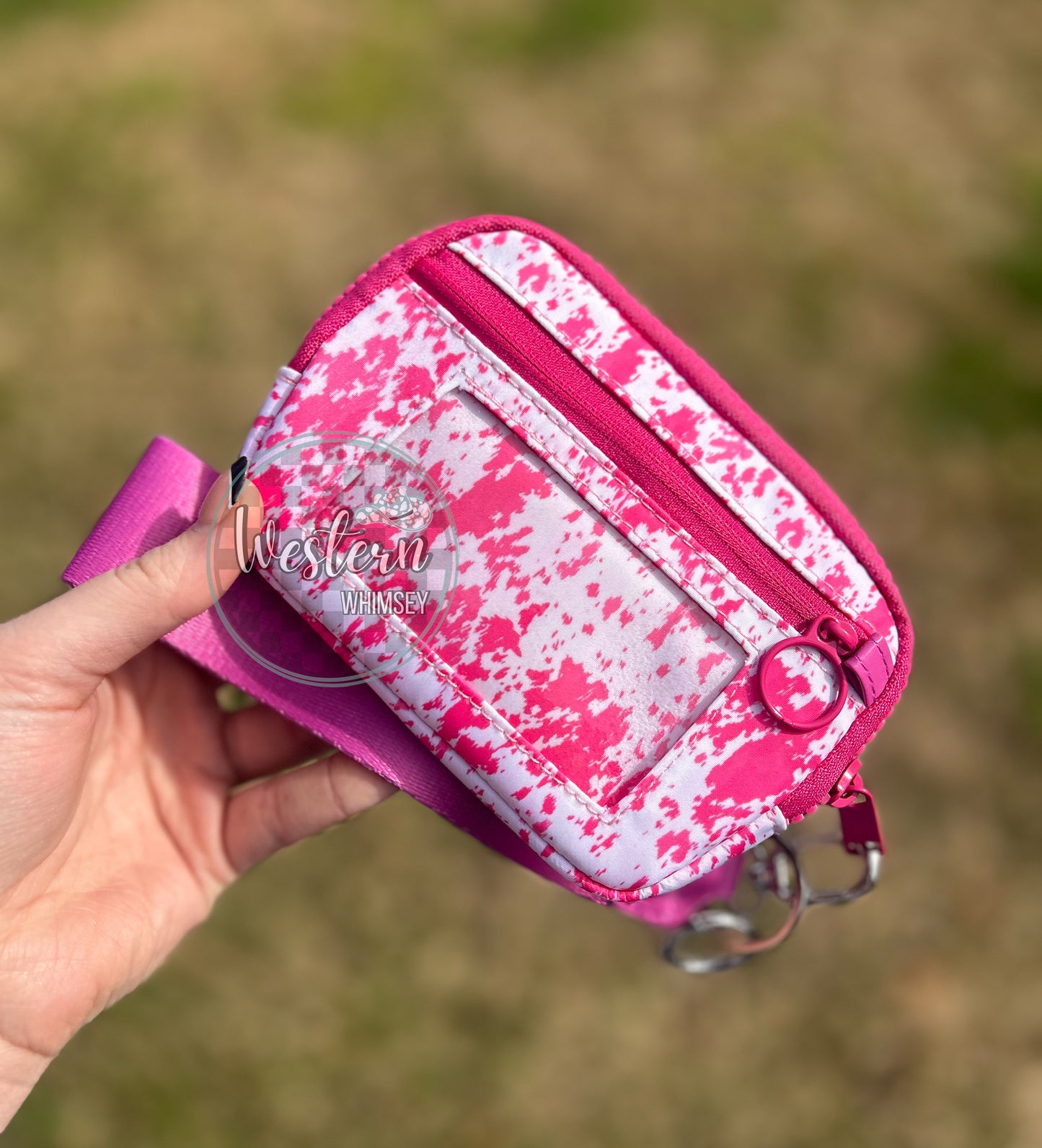 Pink Cow Print Wristlet Wallet