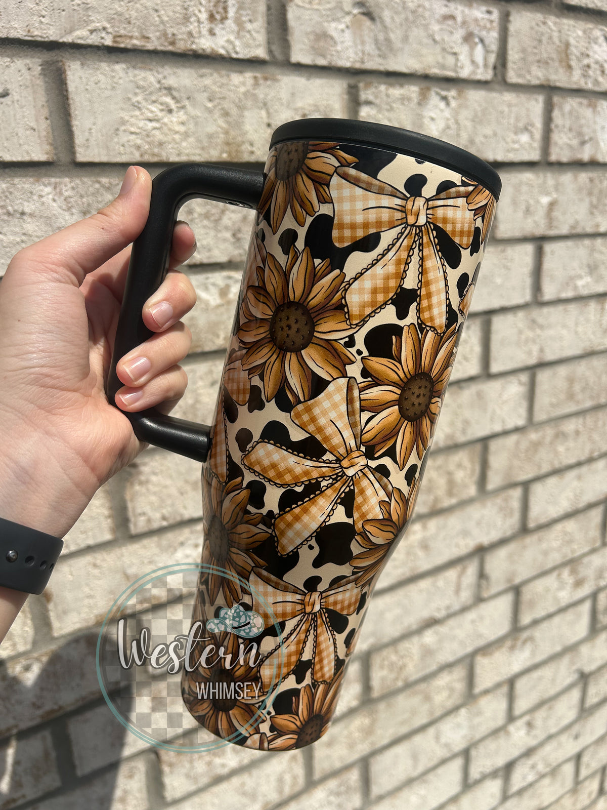 Cow Print Sunflower Tumbler