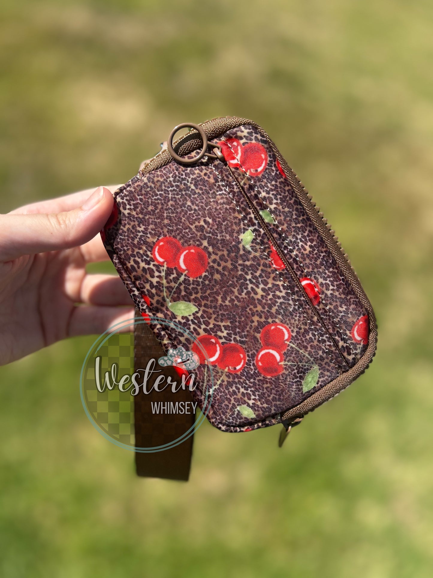 Leopard Cherry Wristlet Wallet