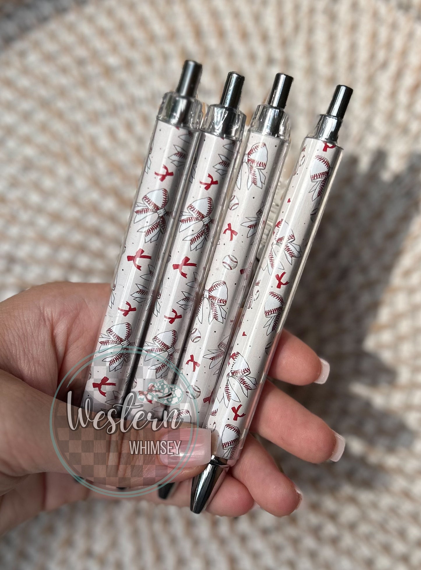 Baseball Bow Printed Pen