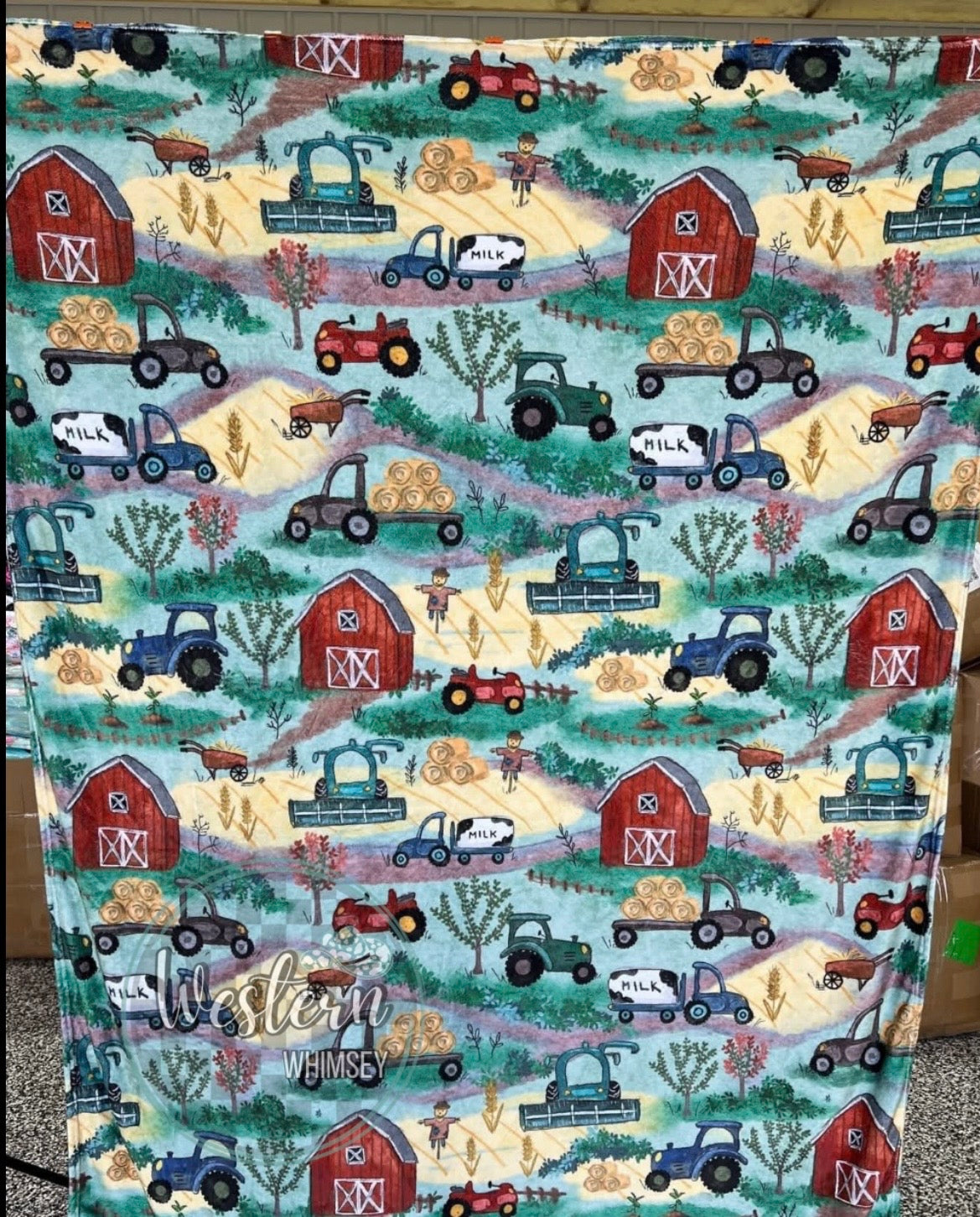 Tractor Farm Scene Blanket