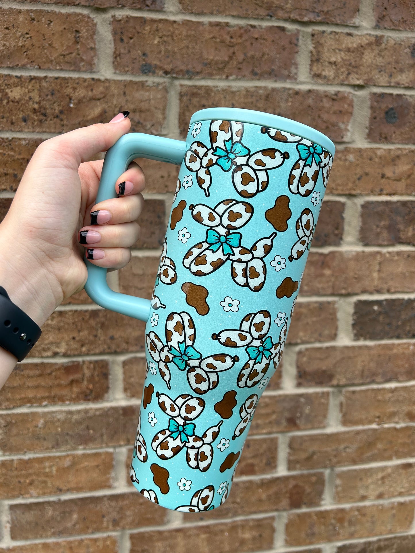 Cow Print Balloon Dog Tumbler
