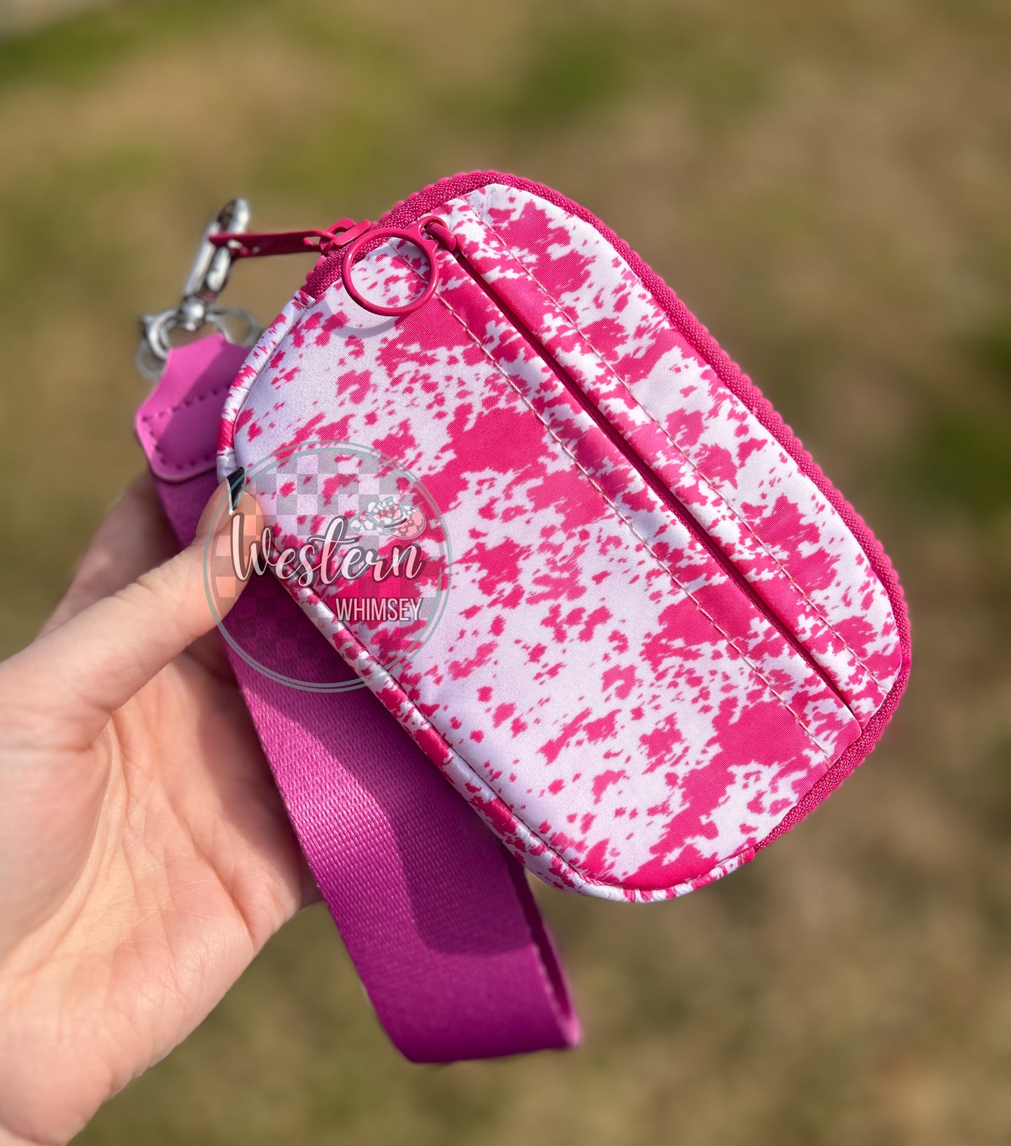 Pink Cow Print Wristlet Wallet