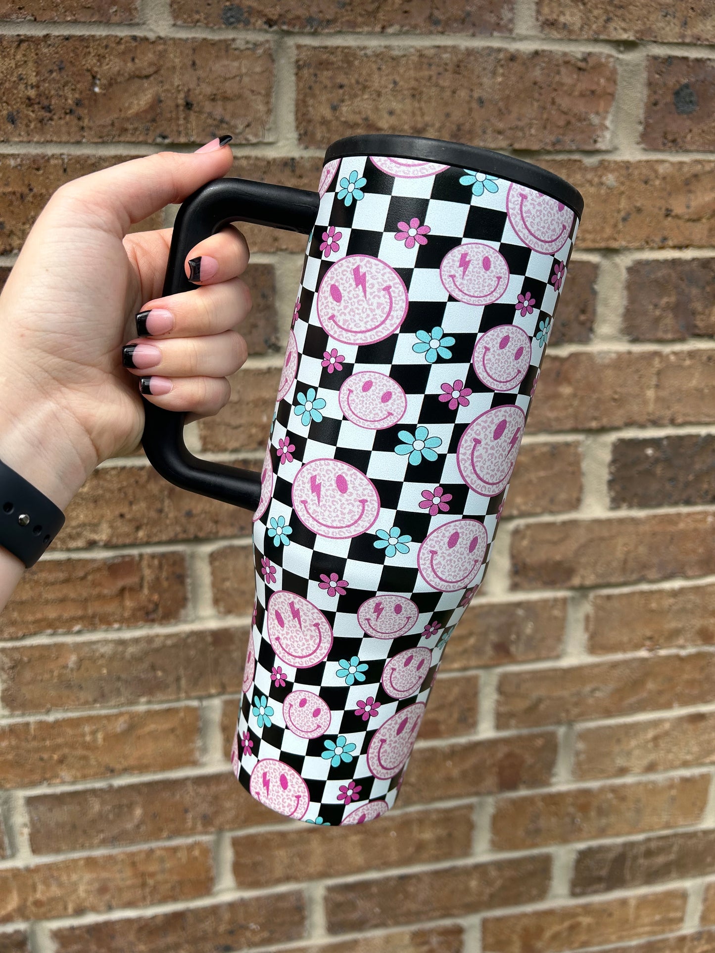 Checkered Smiley Tumbler