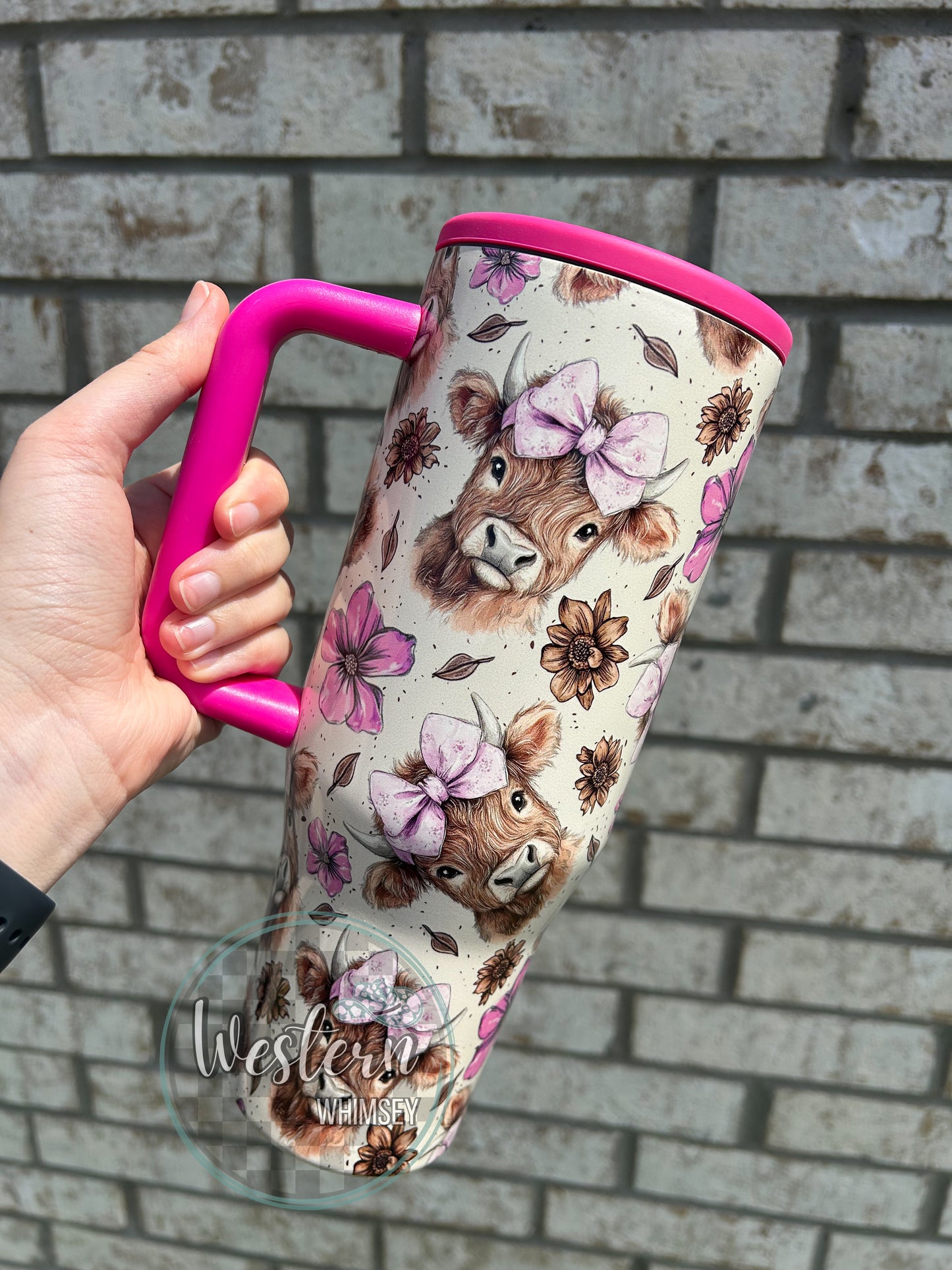 Pink Highland Cow Tumbler
