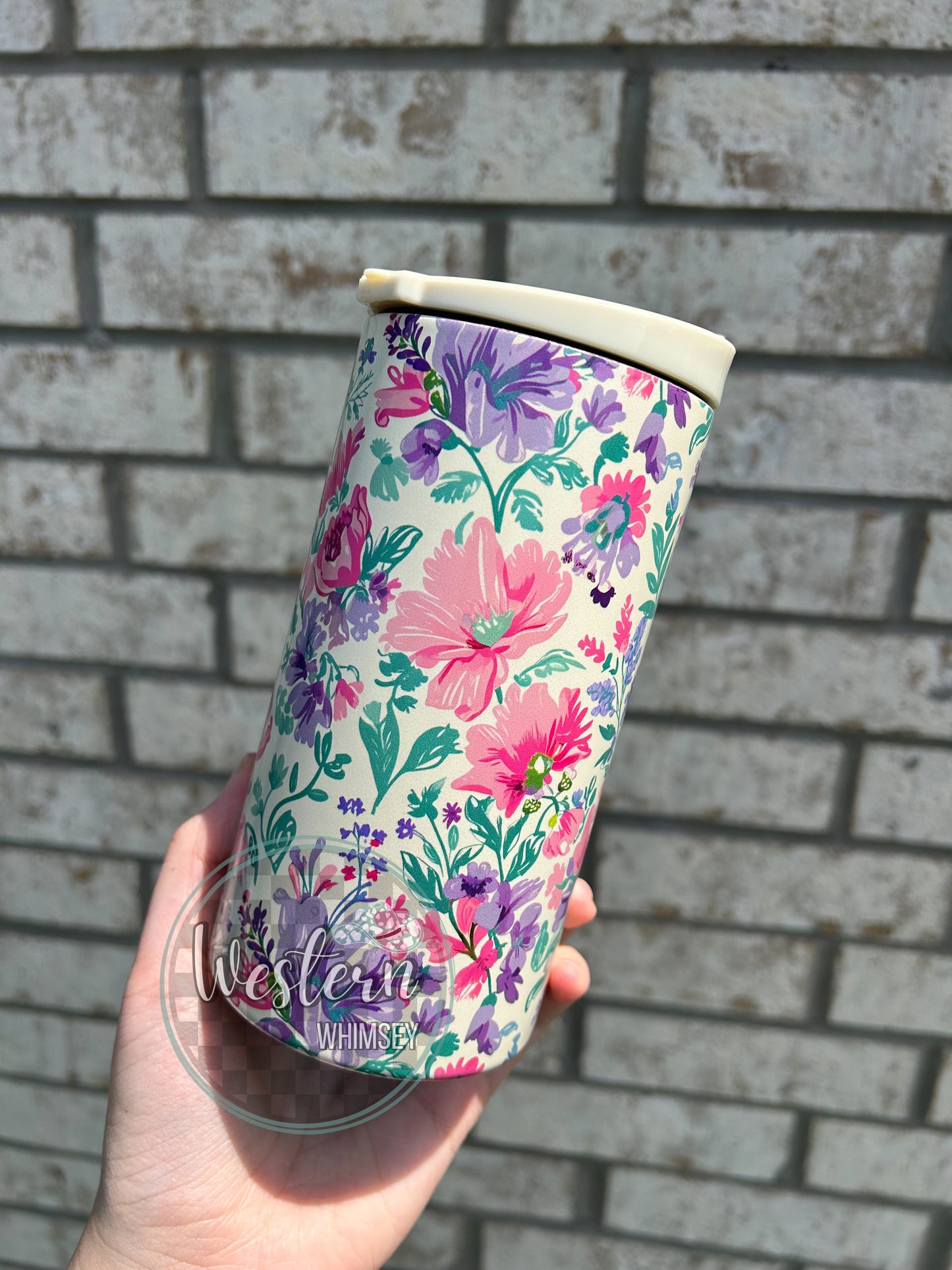 Purple Floral Koozie Cup