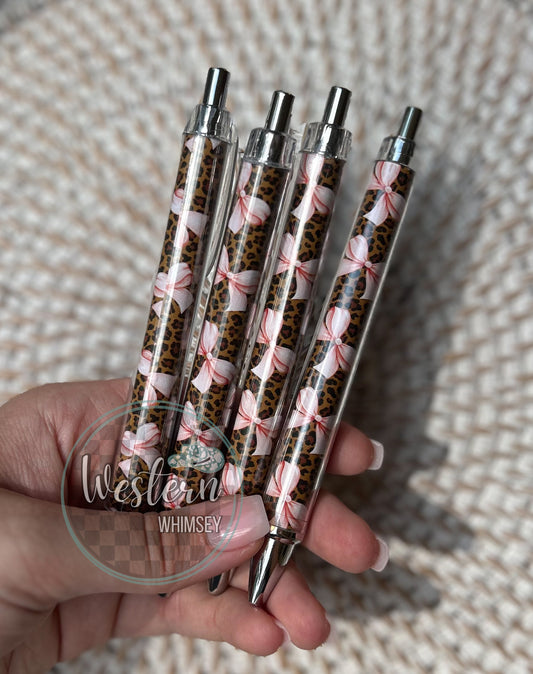 Leopard Bow Printed Pen