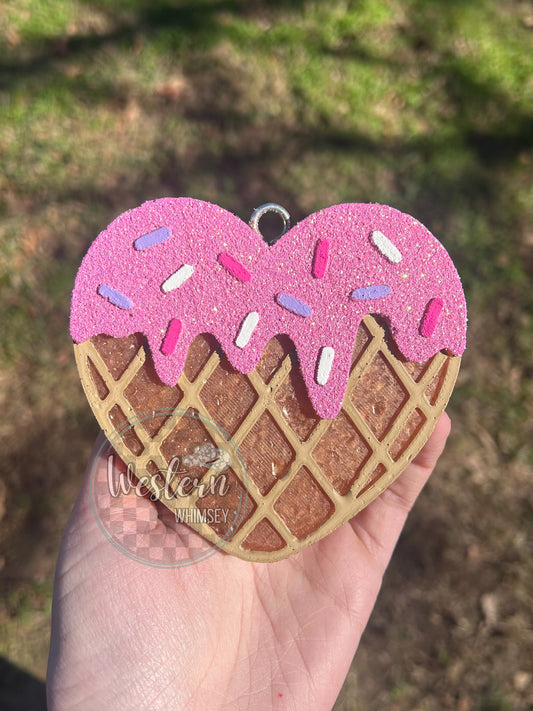 Heart Ice Cream Cone Freshie