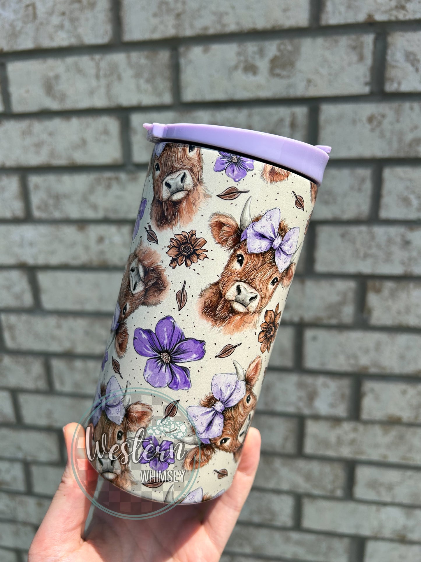 Purple Highland Cow Koozie Cup