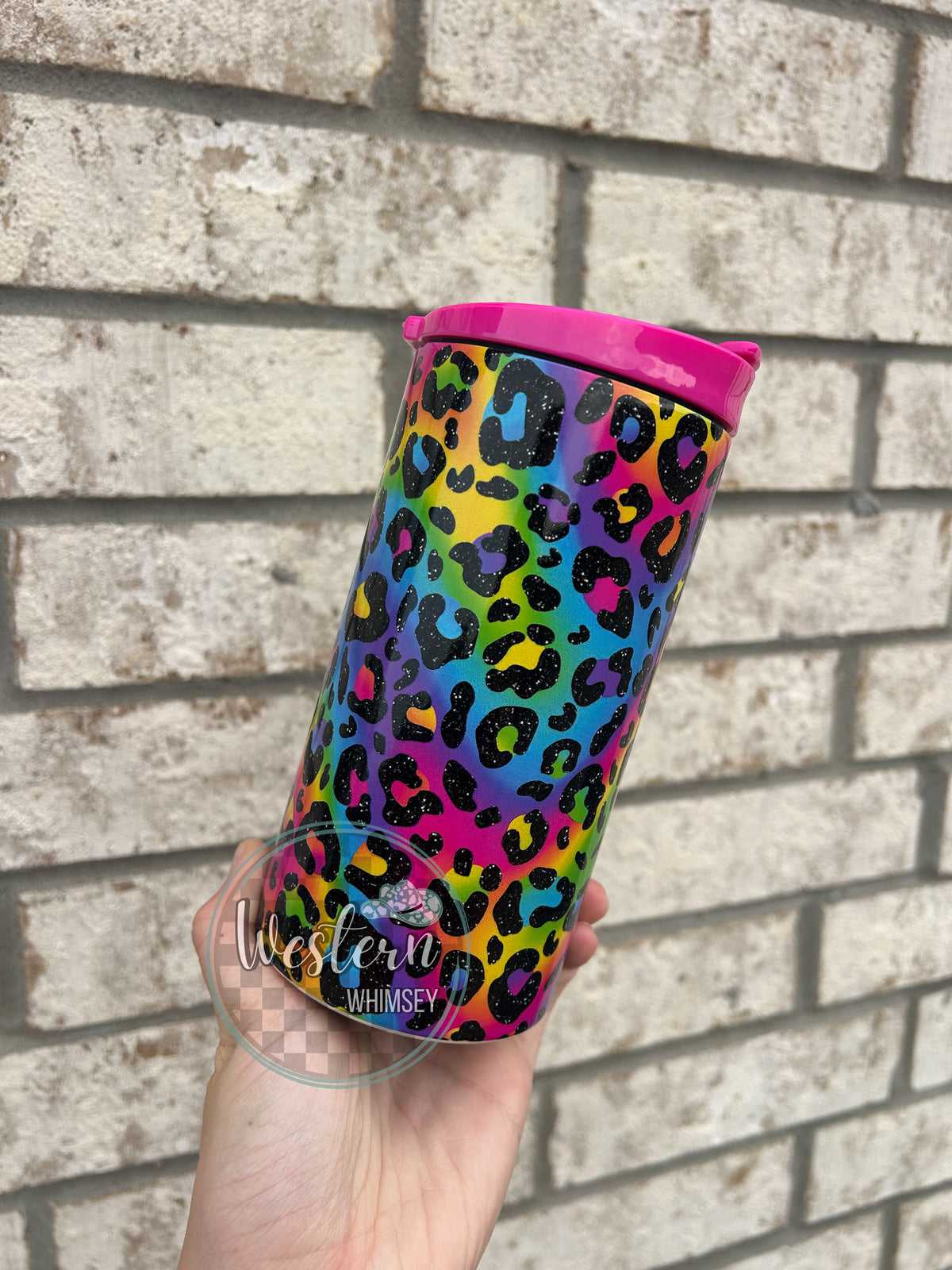 Rainbow Cheetah Stainless Steel Insulated Drink Koozie