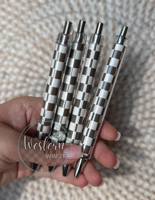 B&W Checkered Printed Pen