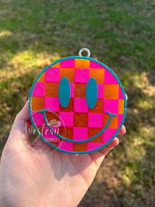 Checkered Happy Face Freshie