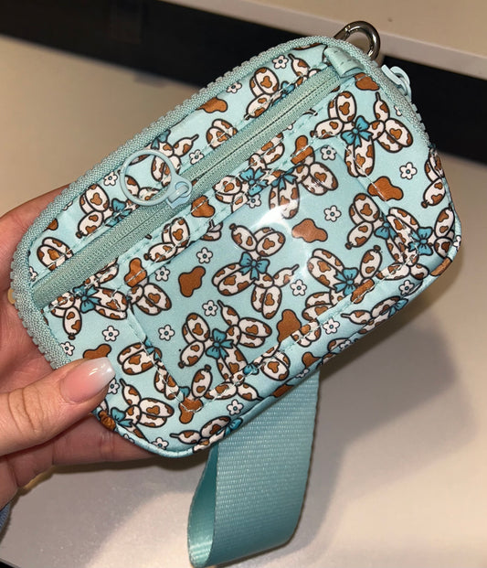 Cow Print Balloon Dog Wristlet Wallet