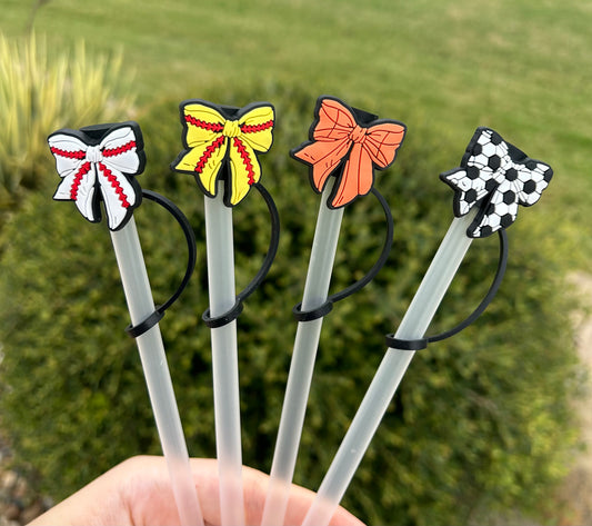 Sports Bow Straw Toppers