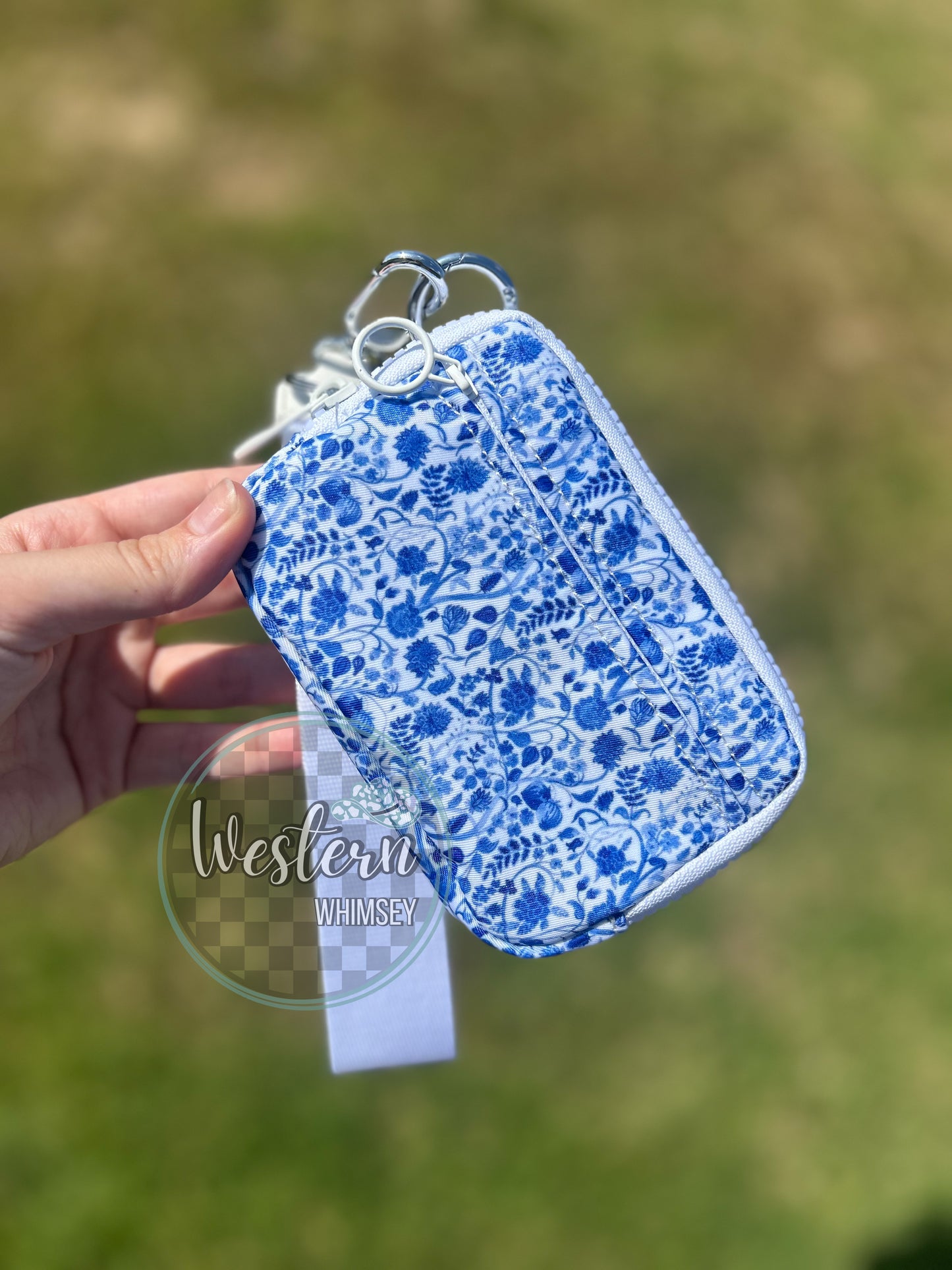 Blue Floral Wristlet Wallet