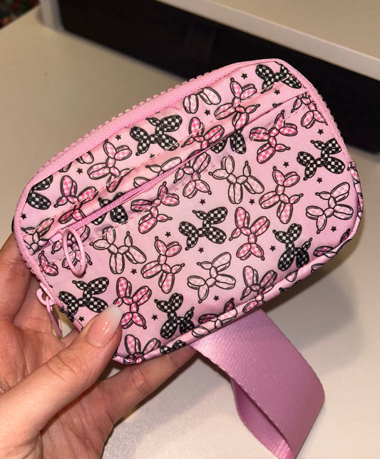 Checkered Balloon Dog Wristlet Wallet