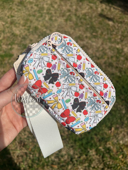 Teacher Bow Wristlet Wallet
