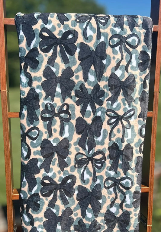 Black Bow Leopard Blanket
