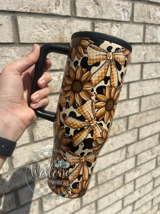 Cow Print Sunflower Tumbler