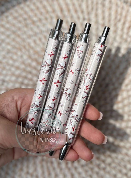 Baseball Bow Printed Pen
