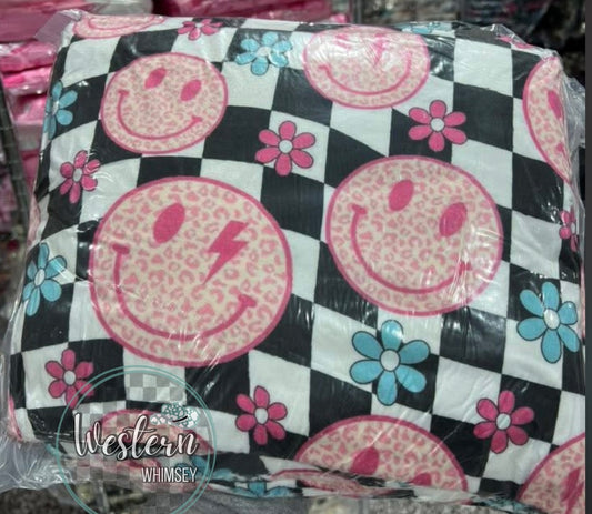 Checkered Smiley Blanket