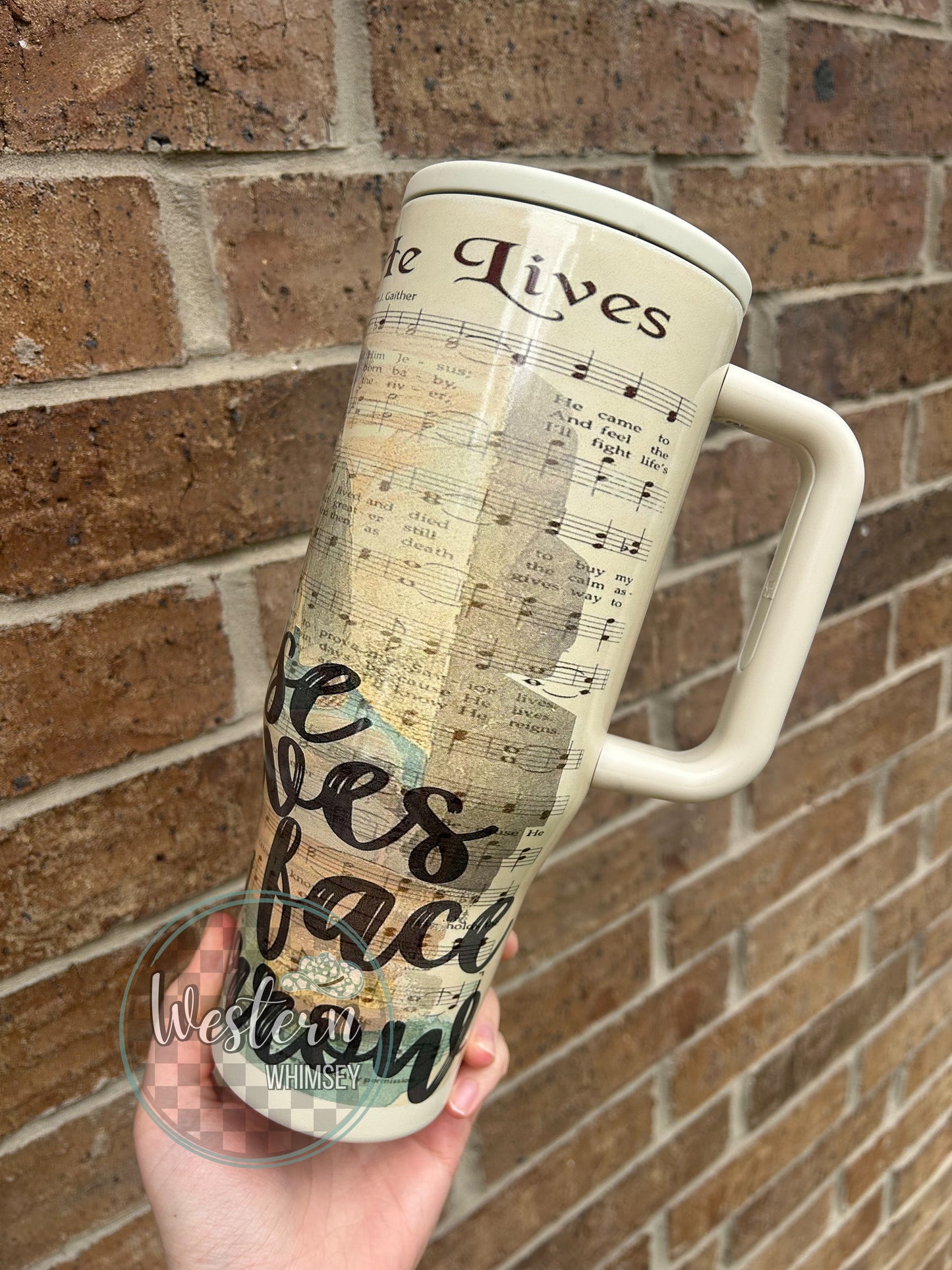 Because He Lives I Can Face Tomorrow Tumbler * 2 lids