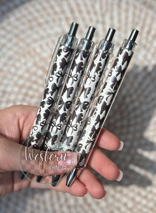 Black Bows Printed Pen