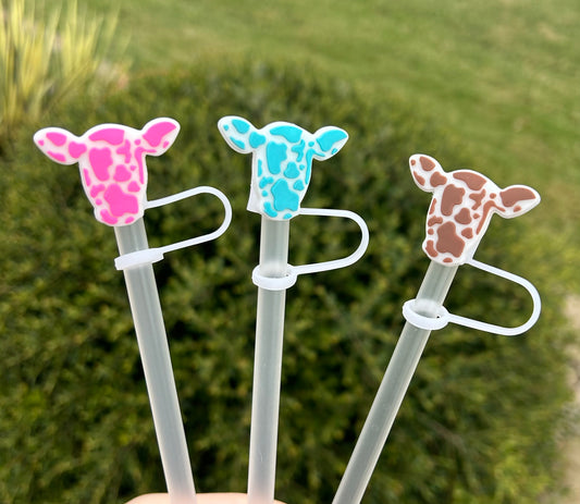 Cow Print Straw Toppers