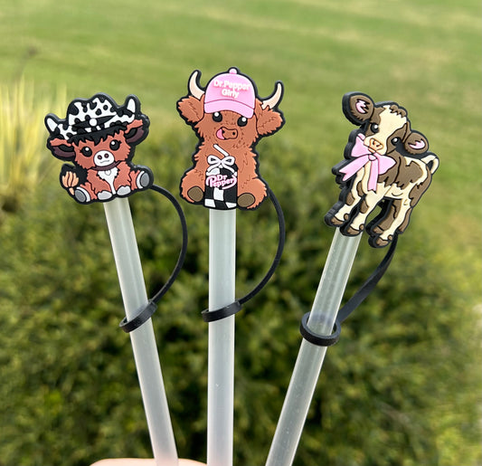 Highland Cow Straw Toppers