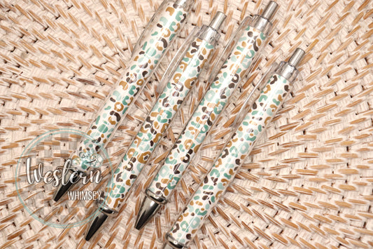 Turquoise Leopard Printed Pen