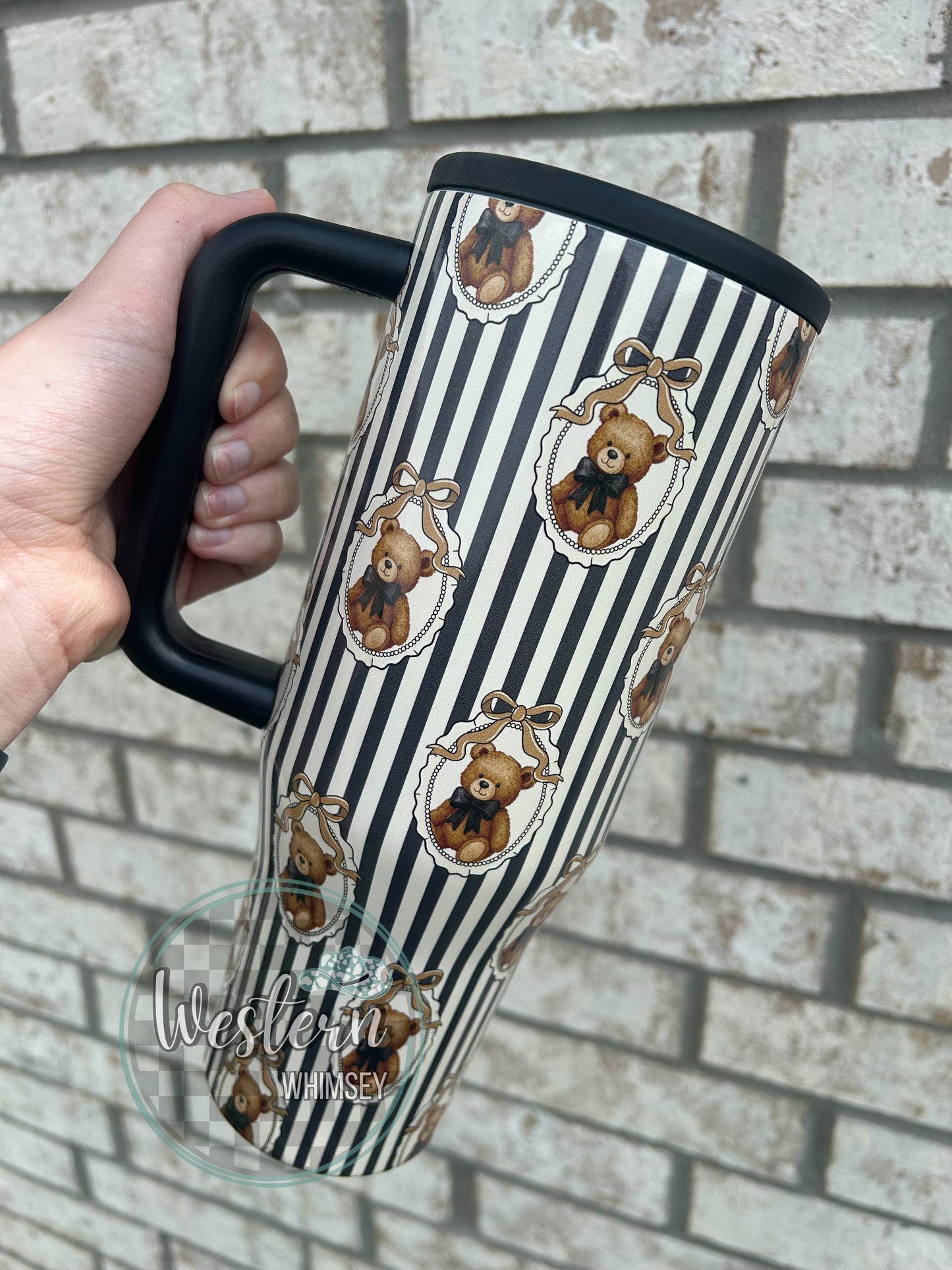 Striped Teddy Bear Tumbler