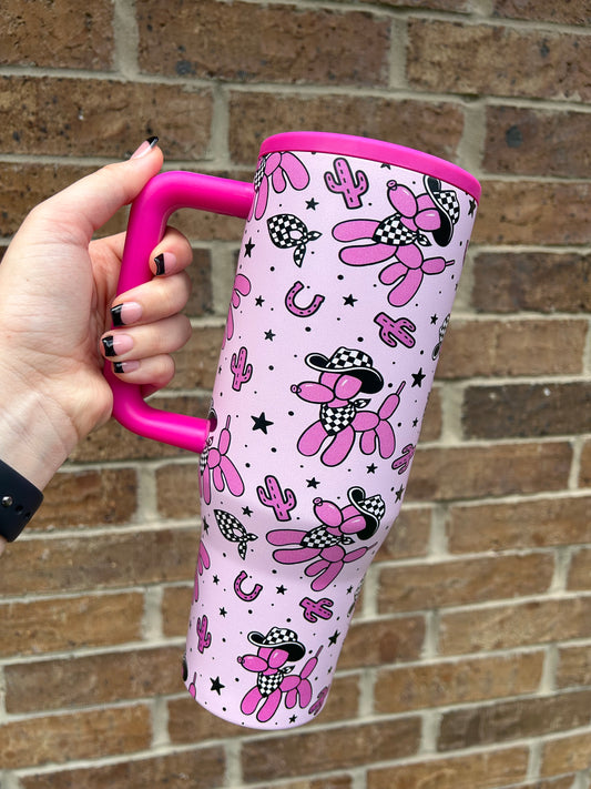 Checkered Balloon Dog Tumbler